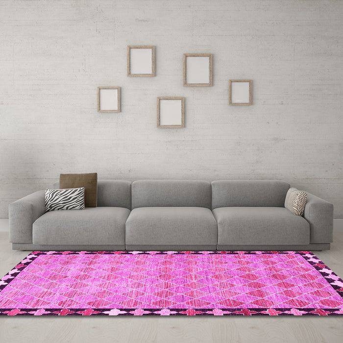 Machine Washable Southwestern Pink Country Rug in a Living Room, wshcon308pnk