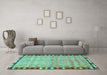 Machine Washable Southwestern Turquoise Country Area Rugs in a Living Room,, wshcon308turq
