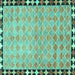 Square Machine Washable Southwestern Turquoise Country Area Rugs, wshcon308turq