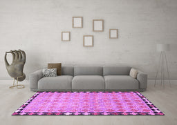 Machine Washable Southwestern Purple Country Area Rugs in a Living Room, wshcon308pur