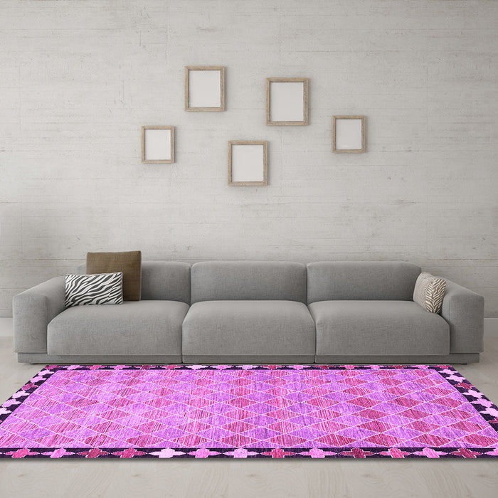 Machine Washable Southwestern Purple Country Area Rugs in a Living Room, wshcon308pur