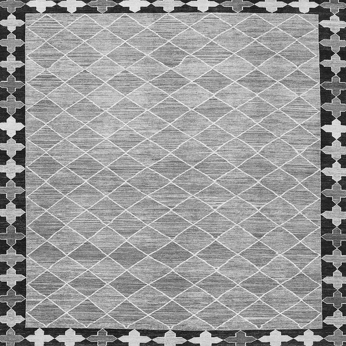 Round Machine Washable Southwestern Gray Country Rug, wshcon308gry