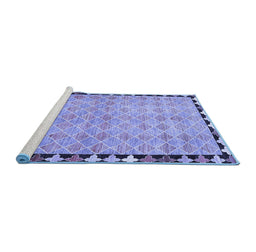 Sideview of Machine Washable Southwestern Blue Country Rug, wshcon308blu