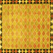 Square Machine Washable Southwestern Yellow Country Rug, wshcon308yw