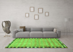 Machine Washable Southwestern Green Country Area Rugs in a Living Room,, wshcon308grn