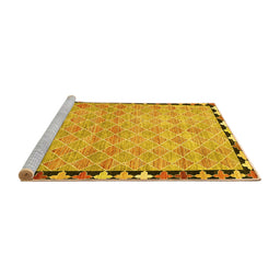 Sideview of Machine Washable Southwestern Yellow Country Rug, wshcon308yw