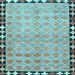 Square Machine Washable Southwestern Light Blue Country Rug, wshcon308lblu