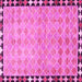 Square Machine Washable Southwestern Pink Country Rug, wshcon308pnk