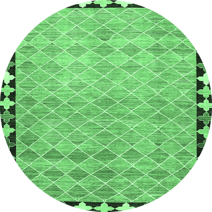 Round Southwestern Emerald Green Country Rug, con308emgrn