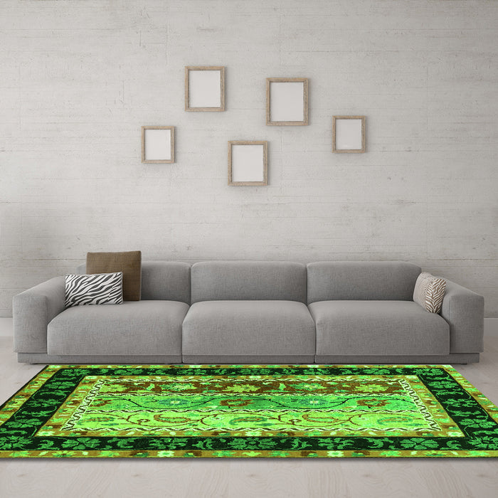 Machine Washable CON3090X Green CON3090X Area Rugs in a Living Room,, wshcon3090grn
