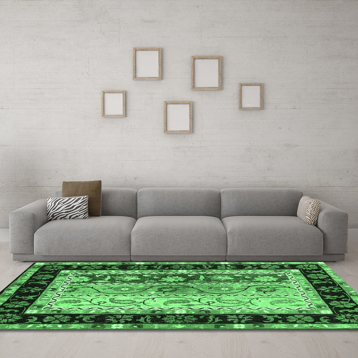 Machine Washable CON3090X Emerald Green CON3090X Area Rugs in a Living Room,, wshcon3090emgrn