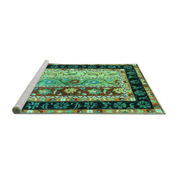 Sideview of Machine Washable CON3090X Turquoise CON3090X Area Rugs, wshcon3090turq