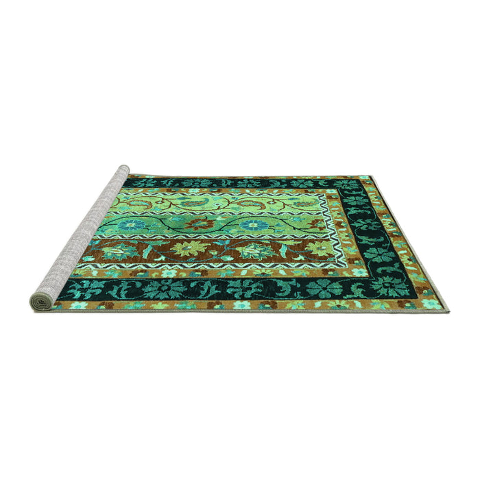 Sideview of Machine Washable CON3090X Turquoise CON3090X Area Rugs, wshcon3090turq