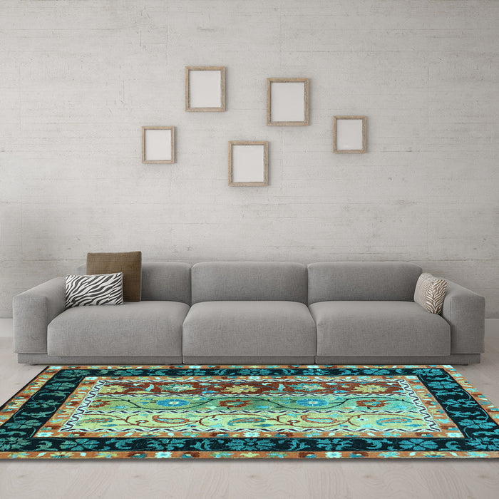 Machine Washable CON3090X Light Blue CON3090X Rug in a Living Room, wshcon3090lblu