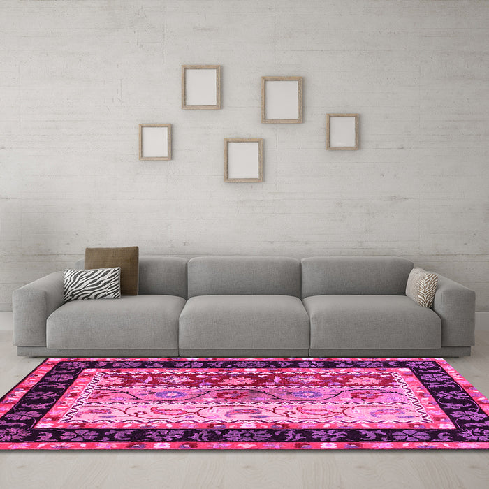 Machine Washable CON3090X Pink CON3090X Rug in a Living Room, wshcon3090pnk