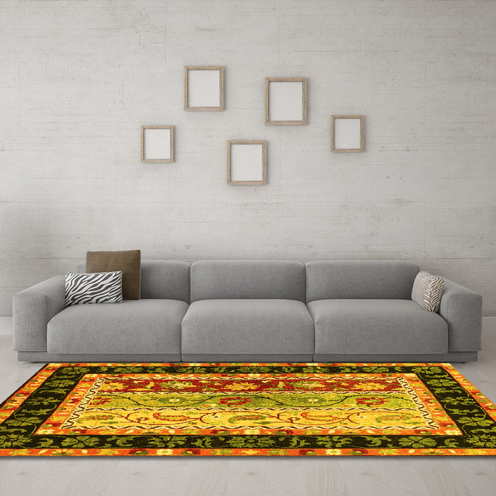 Machine Washable CON3090X Yellow CON3090X Rug in a Living Room, wshcon3090yw