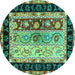 Round Machine Washable CON3090X Turquoise CON3090X Area Rugs, wshcon3090turq