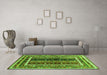 Machine Washable Oriental Green Traditional Area Rugs in a Living Room,, wshcon3091grn