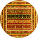 Round Oriental Yellow Traditional Rug, con3091yw