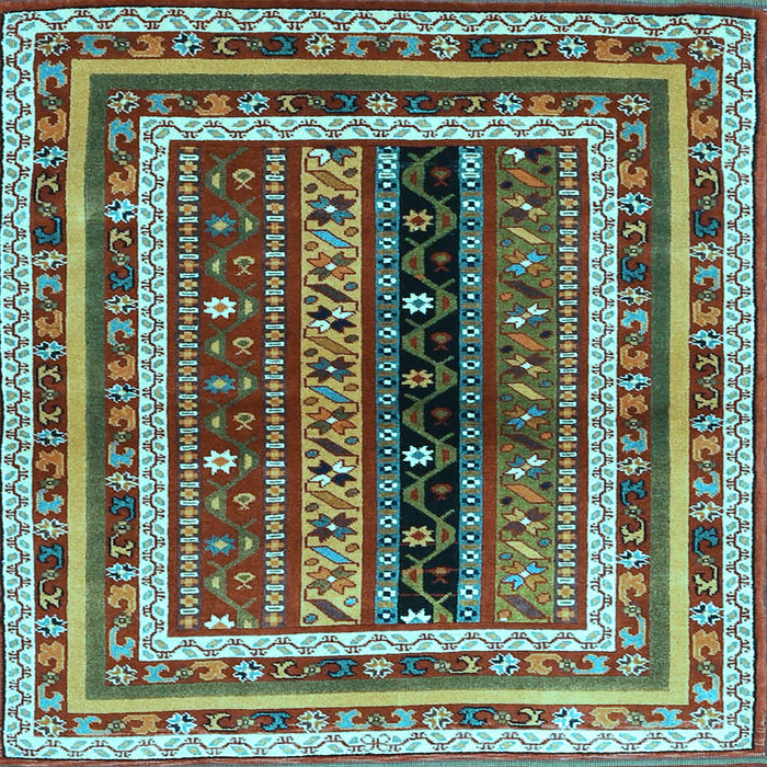Square Machine Washable Oriental Light Blue Traditional Rug, wshcon3091lblu