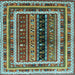 Square Machine Washable Oriental Light Blue Traditional Rug, wshcon3091lblu