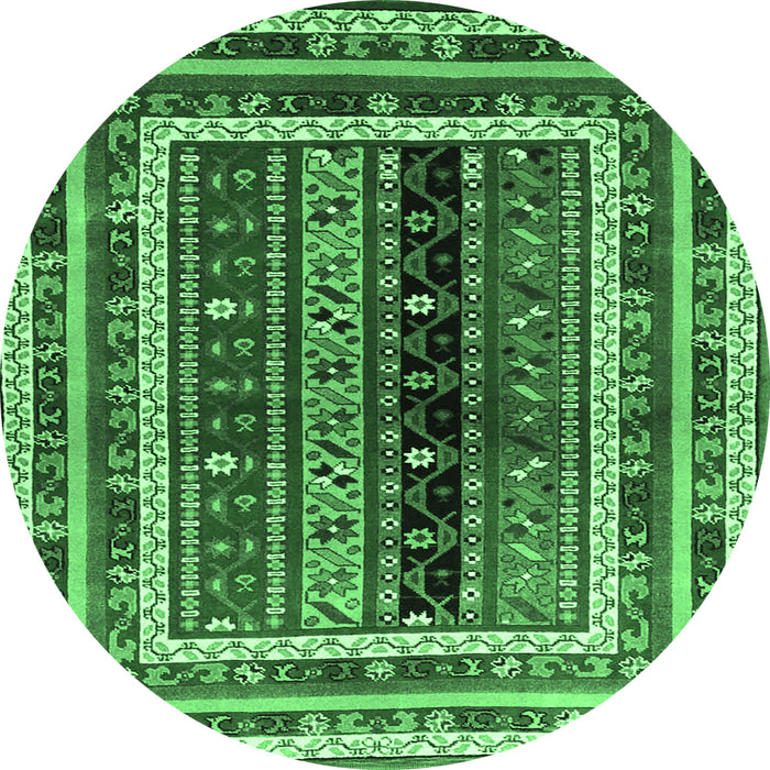 Round Machine Washable Oriental Emerald Green Traditional Area Rugs, wshcon3091emgrn