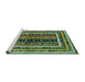 Sideview of Machine Washable Oriental Turquoise Traditional Area Rugs, wshcon3091turq