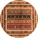 Round Machine Washable Oriental Brown Traditional Rug, wshcon3091brn