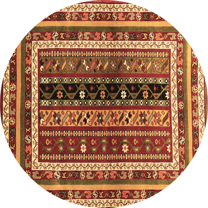 Round Oriental Brown Traditional Rug, con3091brn