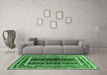 Machine Washable Oriental Emerald Green Traditional Area Rugs in a Living Room,, wshcon3091emgrn