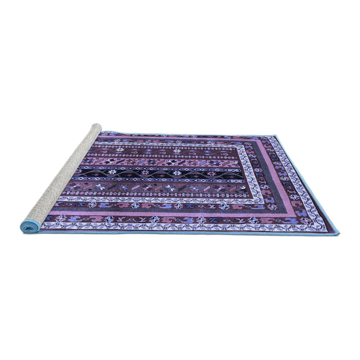 Sideview of Machine Washable Oriental Blue Traditional Rug, wshcon3091blu