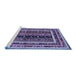 Sideview of Machine Washable Oriental Blue Traditional Rug, wshcon3091blu