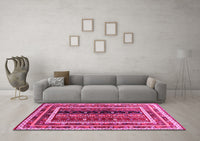 Machine Washable Oriental Pink Traditional Rug, wshcon3091pnk