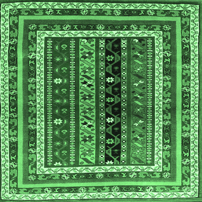Square Oriental Emerald Green Traditional Rug, con3091emgrn