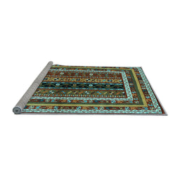 Sideview of Machine Washable Oriental Light Blue Traditional Rug, wshcon3091lblu