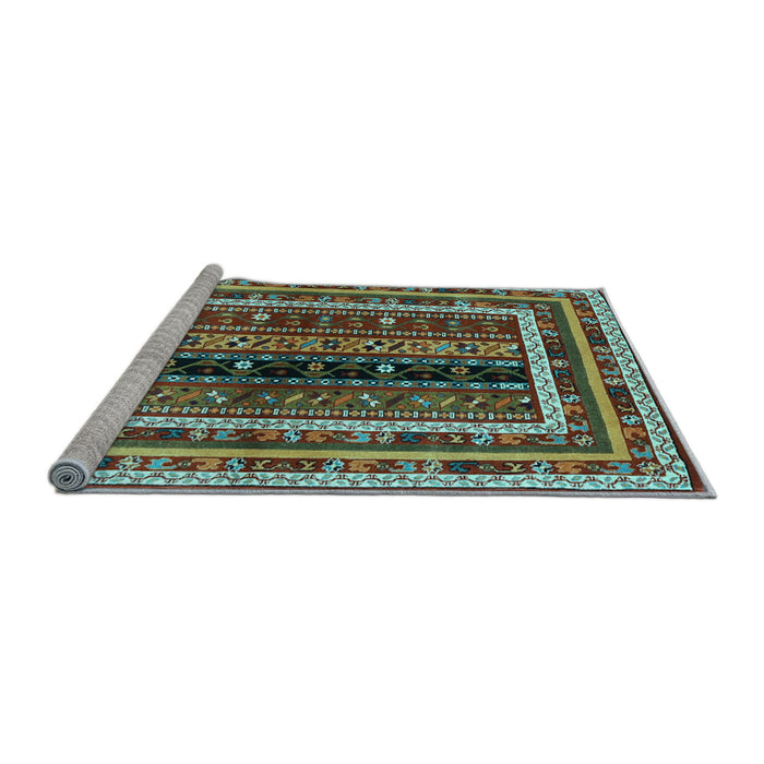 Sideview of Machine Washable Oriental Light Blue Traditional Rug, wshcon3091lblu