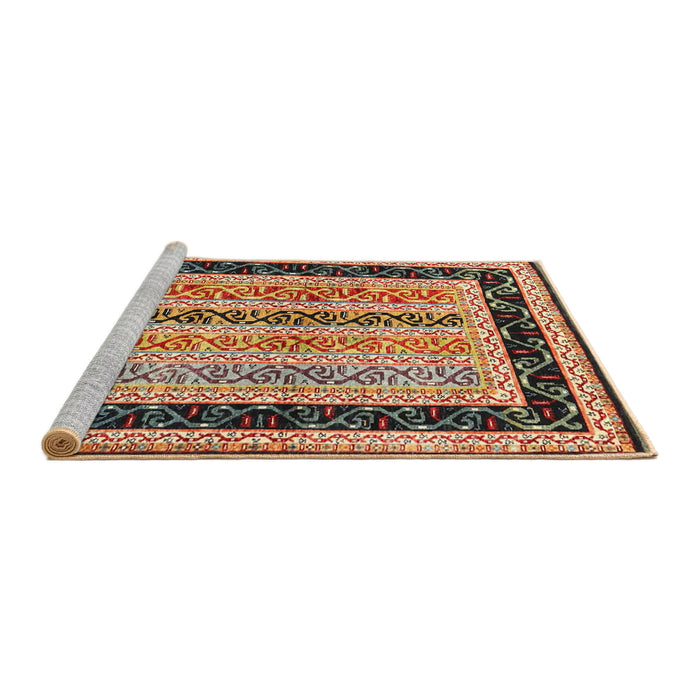 Serging Thickness of Machine Washable Contemporary Saffron Red Rug, wshcon3092