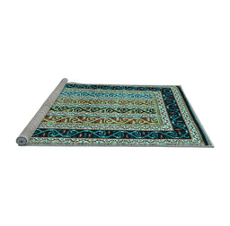 Sideview of Machine Washable Abstract Light Blue Contemporary Rug, wshcon3092lblu