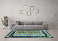 Machine Washable Abstract Light Blue Contemporary Rug, wshcon3092lblu