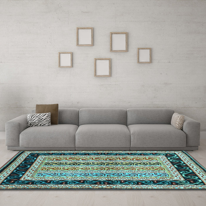 Machine Washable Abstract Light Blue Contemporary Rug in a Living Room, wshcon3092lblu
