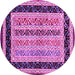 Round Abstract Purple Contemporary Rug, con3092pur