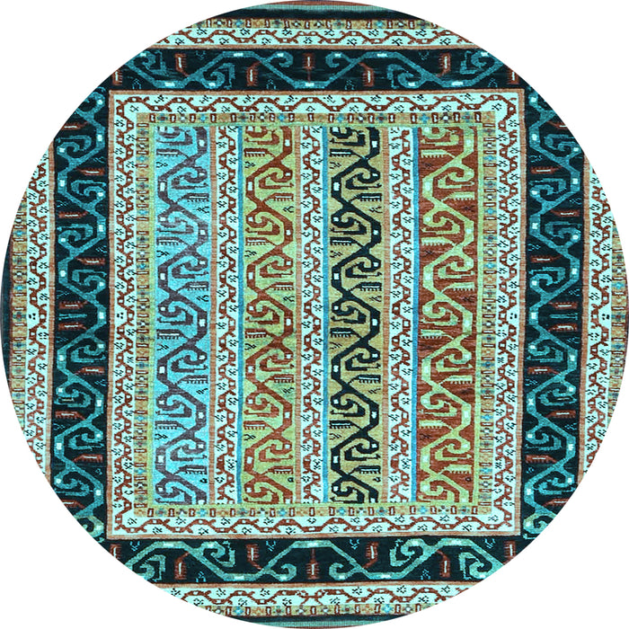 Round Abstract Light Blue Contemporary Rug, con3092lblu