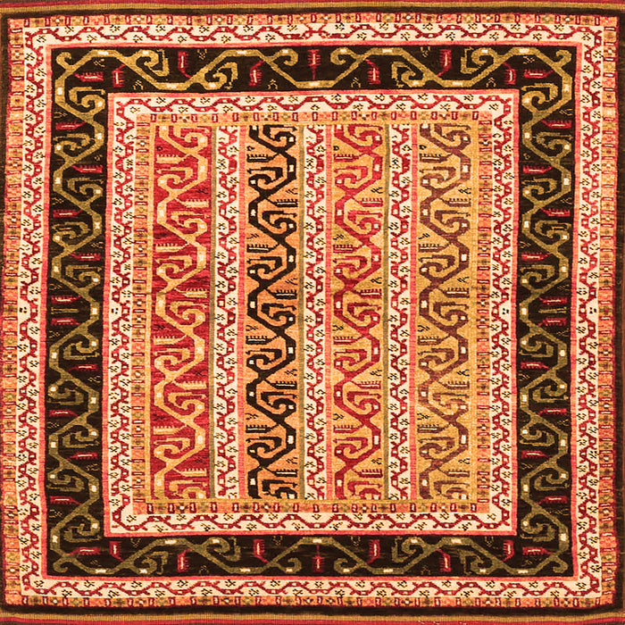 Round Machine Washable Abstract Orange Contemporary Area Rugs, wshcon3092org
