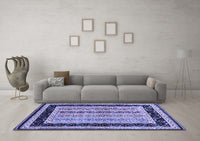 Machine Washable Abstract Blue Contemporary Rug, wshcon3092blu