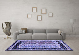 Machine Washable Abstract Blue Contemporary Rug in a Living Room, wshcon3092blu