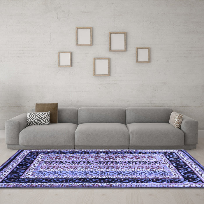 Machine Washable Abstract Blue Contemporary Rug in a Living Room, wshcon3092blu