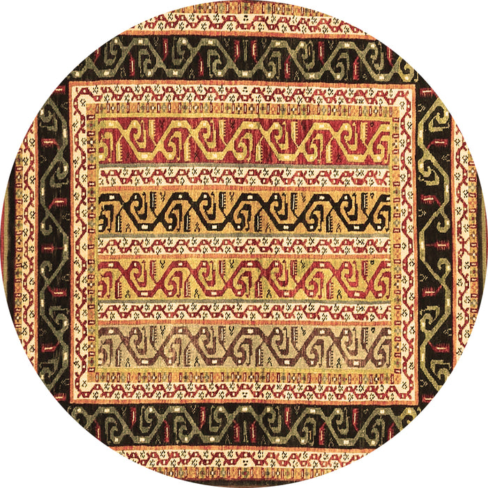 Round Abstract Brown Contemporary Rug, con3092brn