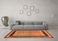 Machine Washable Abstract Orange Contemporary Rug, wshcon3092org