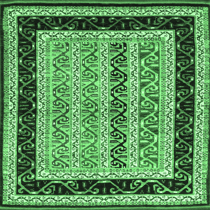 Square Abstract Emerald Green Contemporary Rug, con3092emgrn