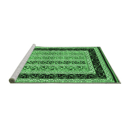 Sideview of Machine Washable Abstract Emerald Green Contemporary Area Rugs, wshcon3092emgrn